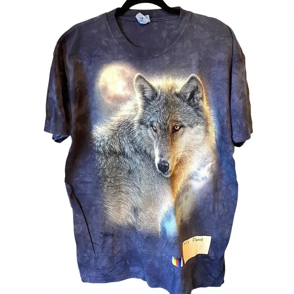 The Mountain Tied Dyed Wolf Graphic Tee Unisex Adult Plus Size L
